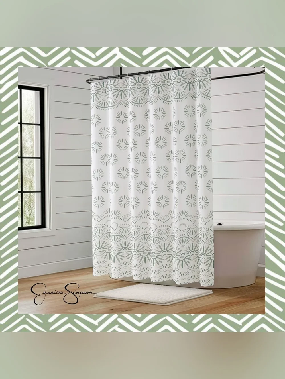 Jessica Simpson Shower Curtain with Rings - NEW